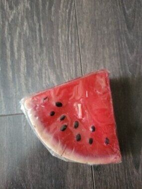 Candle Slice Wedge of Watermelon Rind Seeds 4x4 Inches Red Green White Black